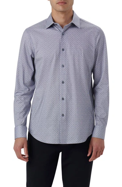 Bugatchi James Ooohcotton® Geometric Floral Button-up Shirt In Navy