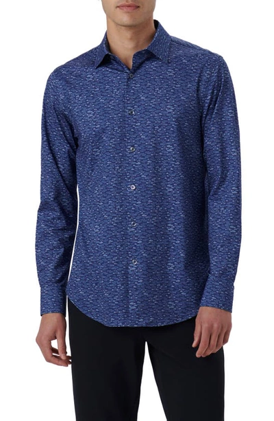 Bugatchi James Ooohcotton® Car Print Button-up Shirt In Night Blue