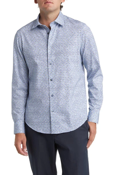 Bugatchi Ooohcotton® Geometric Print Button-up Shirt In Air Blue