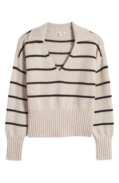 Reformation Beckie Stripe Cashmere Sweater In Barley With Black Stripe