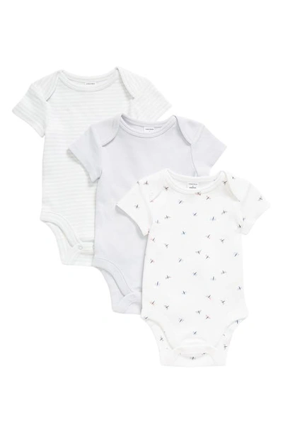 Nordstrom Babies' 3-pack Bodysuits In Dragonfly Pack