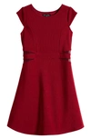 Ava & Yelly Kids' Mesh Insert Skater Dress In Red