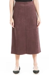 Max Studio Faux Suede A-line Midi Skirt In Fudge-fudge
