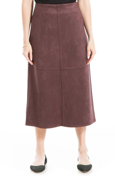 Max Studio Faux Suede A-line Midi Skirt In Fudge-fudge