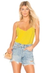 L Agence Jane Silk Tank In Neon Yellow