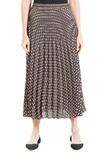 Max Studio Graduated Pleat Knee-length Midi Skirt In Black/ Brown Braided Basket