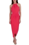 Julia Jordan Knot Neck Halter Dress In Coral