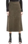 Max Studio Faux Suede A-line Midi Skirt In Loden