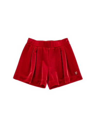 Monnalisa Kids' Chenille Shorts In Ruby Red