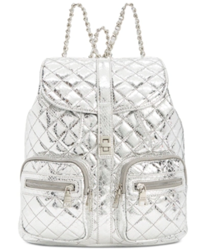 Steve Madden Hollie Quilted Metallic Backpack In Silver/silver