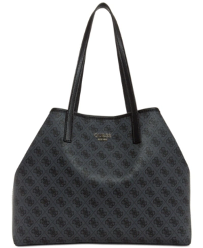Guess Vikky Signature 2-in-1 Tote In Coal/gold