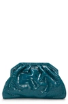 Vince Camuto Baklo Croc Embossed Leather Clutch In Mythic Teal