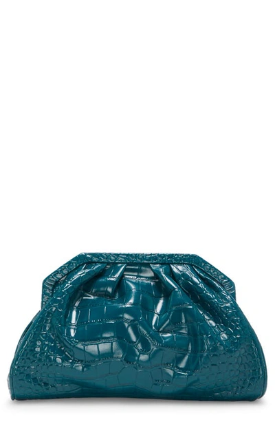 Vince Camuto Baklo Croc Embossed Leather Clutch In Mythic Teal