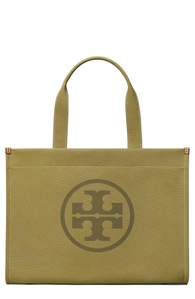 Tory Burch Ella Canvas Tote In Dark Sage