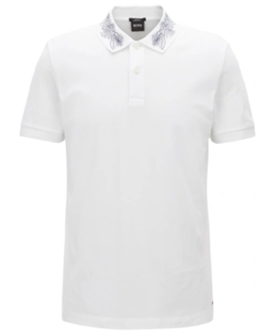 Hugo Boss Boss Men's Slim-fit Cotton Polo Shirt In White
