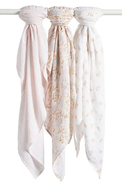Nordstrom Baby 3-pack Muslin Swaddles In Floral Fawn Pack