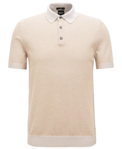 Hugo Boss Boss Men's Slim-fit Cotton Polo Shirt In Natural