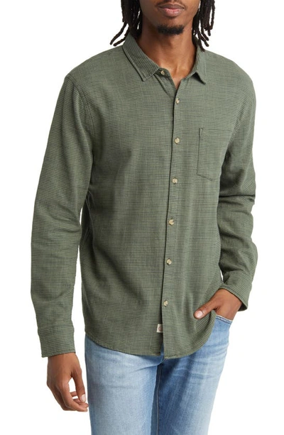Marine Layer Simple Stripe Stretch Button-up Shirt In Olive Stripe