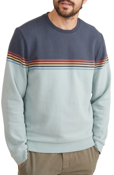 Marine Layer Sunset Stripe Organic Cotton Blend Crewneck Sweatshirt In Blue Color