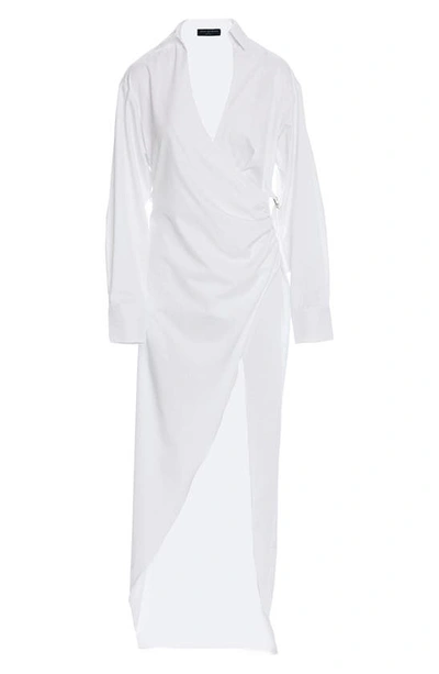naked wardrobe long sleeve faux wrap dress Naked Wardrobe