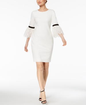calvin klein bell sleeve dress white
