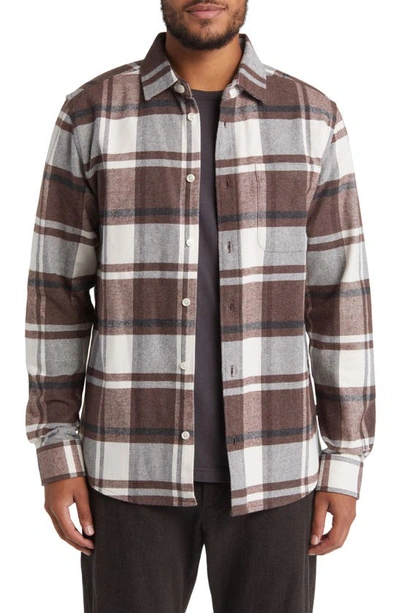 Les Deux Dusty Teak And Ivory Jeremy Flannel Shirt In Dusty Teak/ Ivory