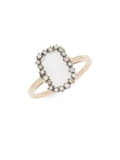 Suzanne Kalan White Moonstone, Champagne Diamonds And 14k Rose Gold Ring
