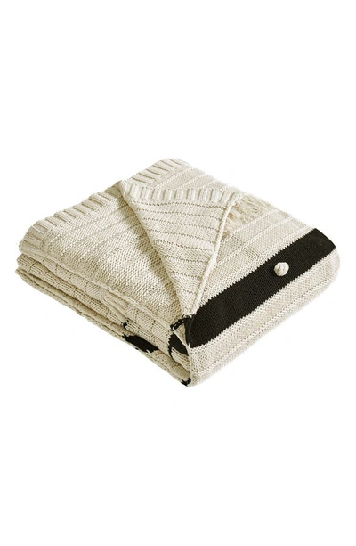 Modern Threads Cable Knit Throw Blanket In Ivory/ Black