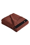 Modern Threads Cable Knit Throw Blanket In Nutmeg/ Black