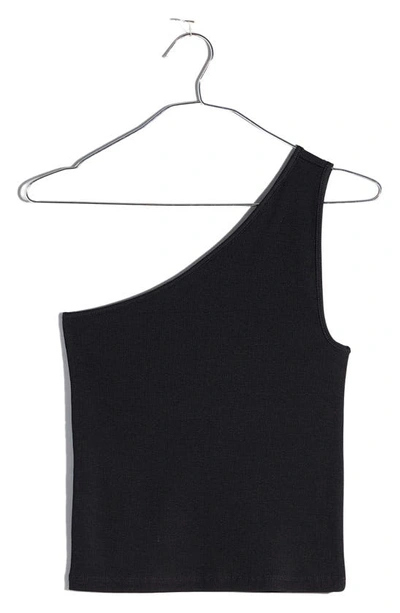 Madewell Brightside One-shoulder Tank In True Black