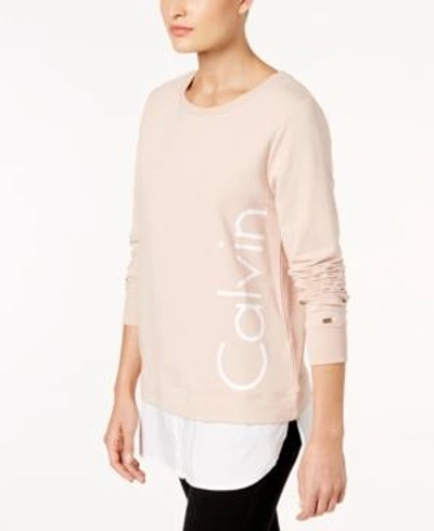 Calvin Klein Layered-look Logo Blouse In Lt/paspink