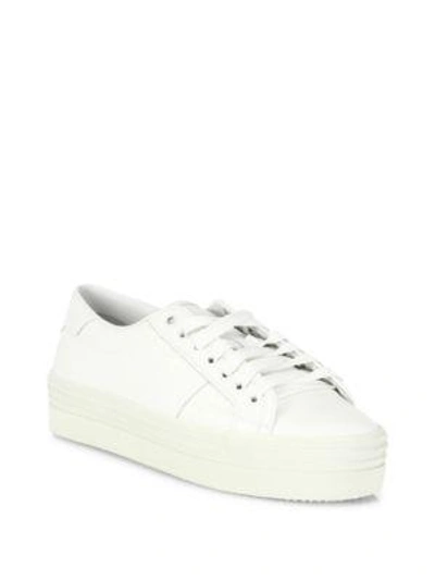 Saint Laurent Court Classic Leather Flatform Sneakers In Off White