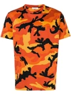 Valentino Men's Camouflage Crewneck T-shirt, Orange In Camou Orange