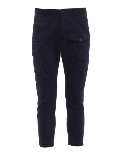 Dsquared2 Slim Cargo Trousers In Dark Blue