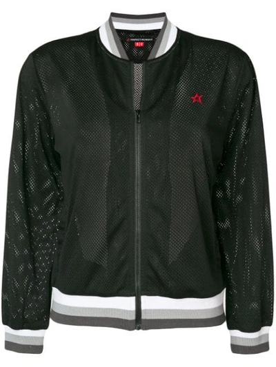 Perfect Moment Rainbow Mesh Bomber Jacket In Black