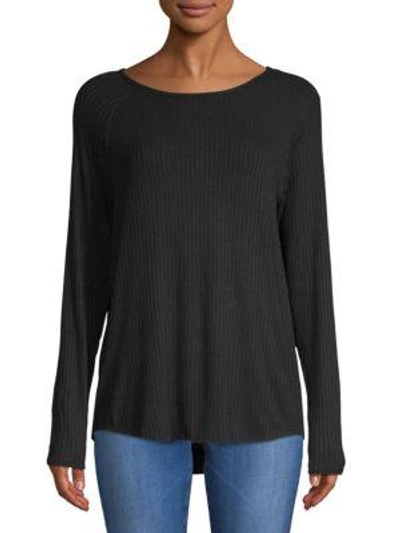 Ppla Long-sleeve Ribbed Top In Black