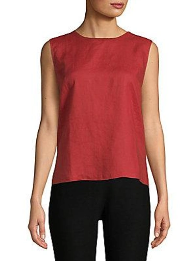 Eileen Fisher Organic Linen Tank Top In Red