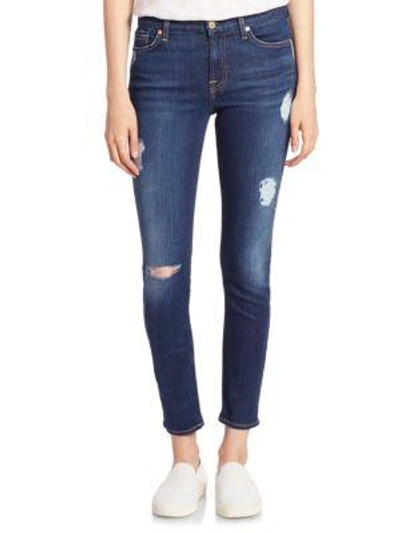 7 For All Mankind Distressed Ankle Skinny Jeans In Bair Duch
