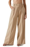 Astr Milani High Waist Wide Leg Pants In Taupe
