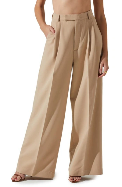 Astr Milani High Waist Wide Leg Pants In Taupe