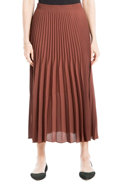 Max Studio Graduated Pleat Knee-length Midi Skirt In Rum Raisin