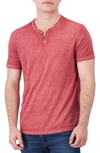 Lucky Brand Button Notch Neck T-shirt In Rhubarb