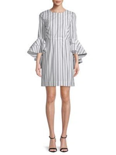 Milly Gabby Stripe Cotton Bell-sleeve Dress In White