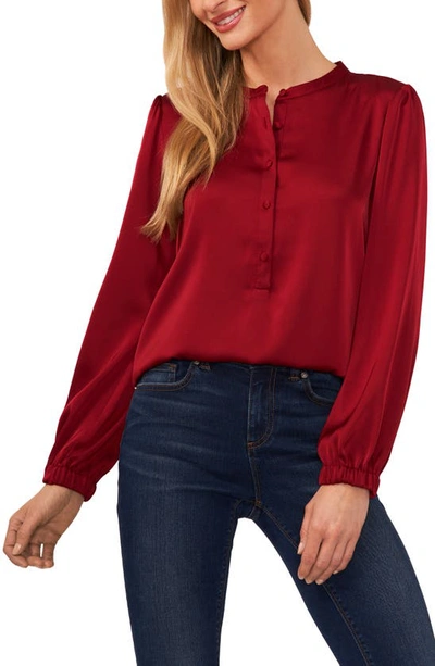 Cece Charmeuse Blouse In Mulberry Burgundy