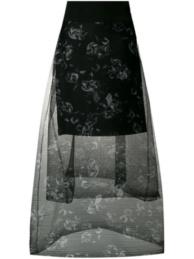 Dorothee Schumacher Tiered Floral Printed Sheer Skirt In Black