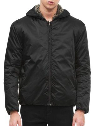Calvin Klein Jeans Est.1978 Sherpa Hooded Zip-front Jacket In Black