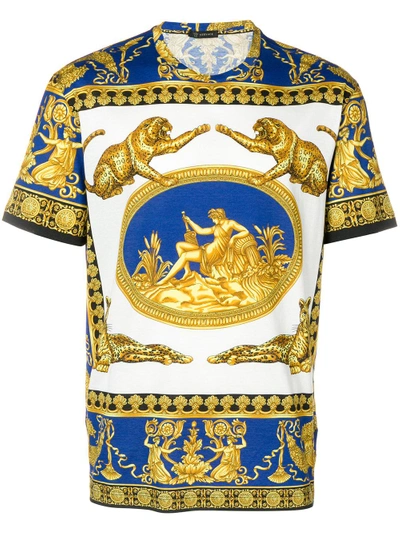 Versace Signature Baroque Printed Jersey T-shirt In Multicolour