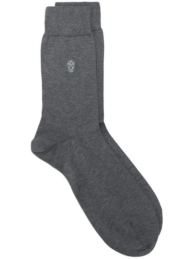 Alexander Mcqueen Logo Embroidered Socks - Grey