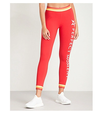 Perfect Moment Race Stripes Stretch-leggings In Red Rainbow