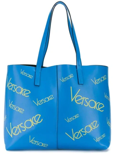 Versace Large Logo Tote - Blue